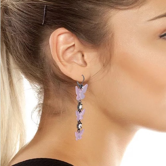 Betsey Johnson Butterfly Linear Earrings - Picture 2 of 4